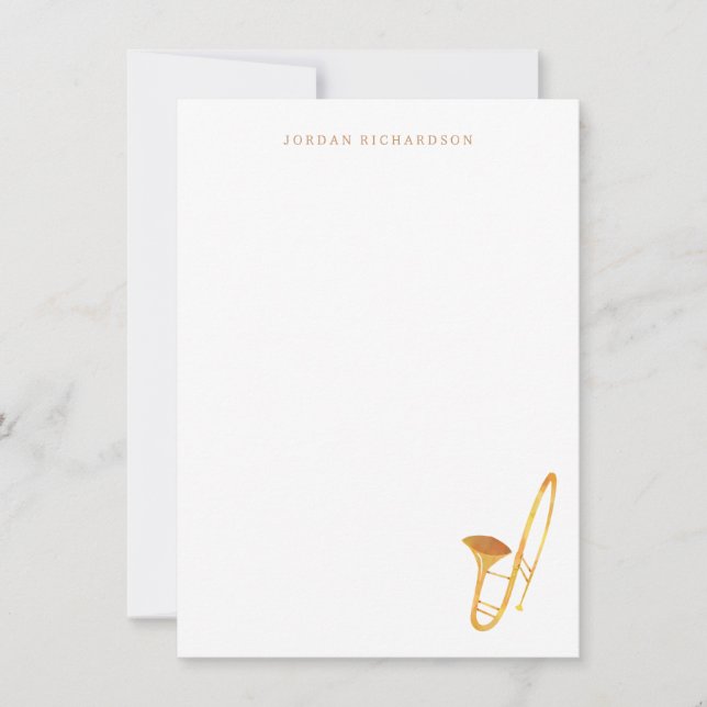 Trombone Stationery - Instrument Dankeschön Anmerk Mitteilungskarte (Vorderseite)