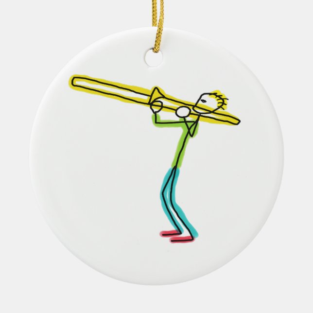 Trombone Stickman Keramik Ornament (Vorne)