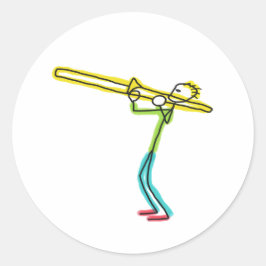 Trombone Stickman Runder Aufkleber