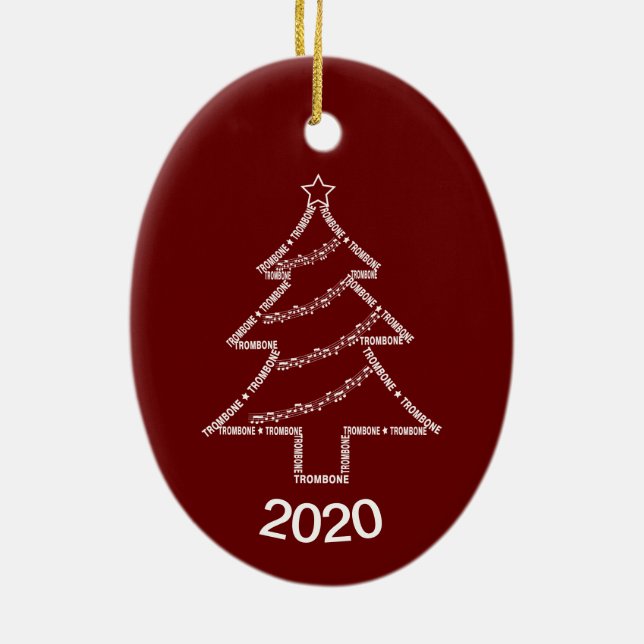 Trombone Text Weihnachtsbaum Keramik Ornament (Hinten)