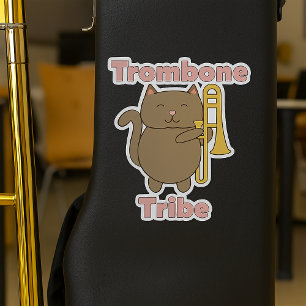 Trombone Tribe Süße Braune Katze Rosa Buchstaben Aufkleber