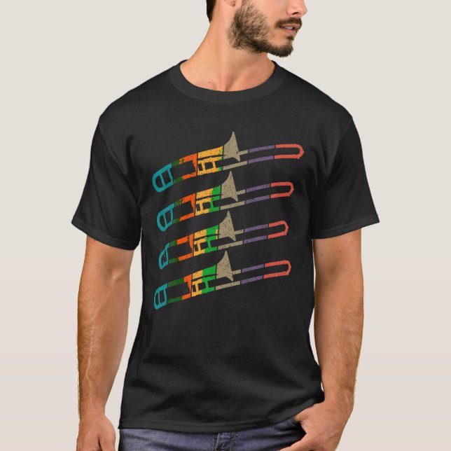 Trombone-Trombonist-Retro-Vintages Messinginstrume T-Shirt (Vorderseite)