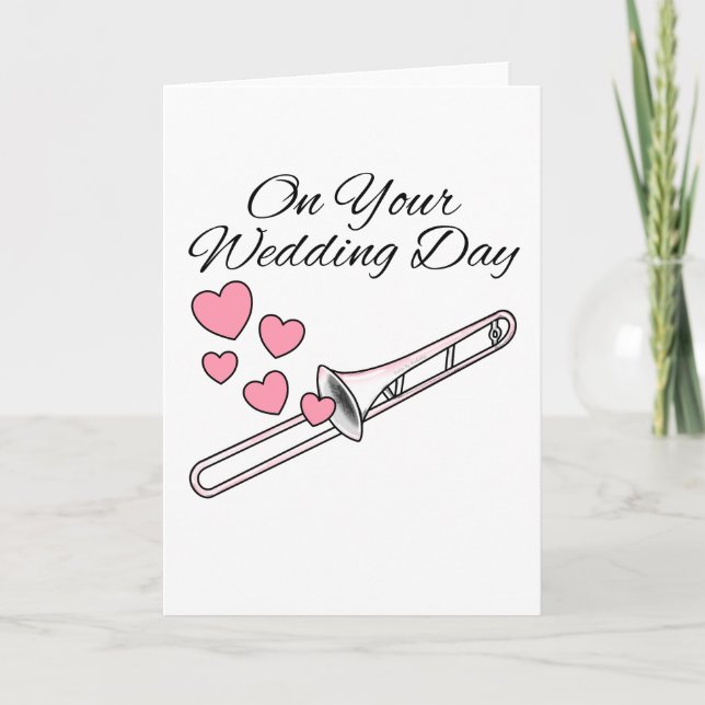 Trombone Wedding Card Trombonist Brass Musiker Dankeskarte (Vorderseite)