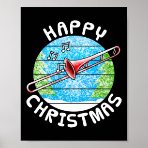 Trombone Weihnachten Posaunist Br Musiker Musik Poster
