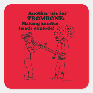 Trombone Zombie Explode Square Sticker