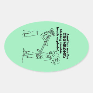 Trombone Zombie Explosion Oval Sticker