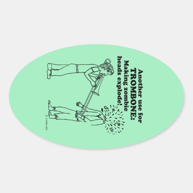 Trombone Zombie Explosion Oval Sticker (Vorderseite)