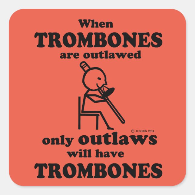 Trombones-Aufkleber Quadratischer Aufkleber (Vorderseite)