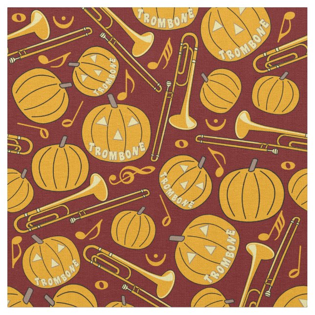 Trombones Halloween Pumpkin Pattern Stoff (Nahaufnahme)