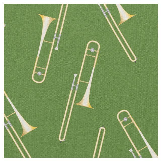 Trombones Musikerzimmer Dekoration Grün Stoff (Nahaufnahme)