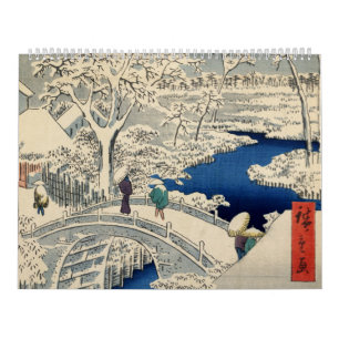 Trommel-Brücke bei Meguro, durch Ando Hiroshige Kalender