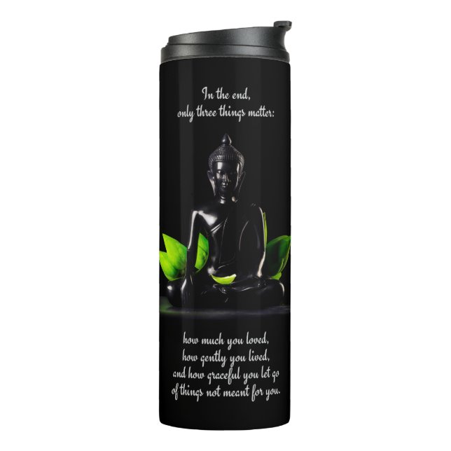 Trommel Buddha-Zitats 3 Thermal Thermosbecher (Nach links gedreht)