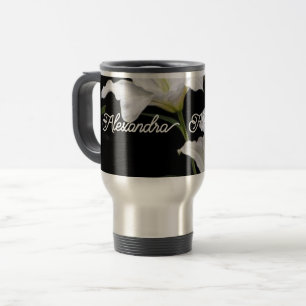 Trommel mit Griff, Leder und Strohhalm, rostfrei Reisebecher