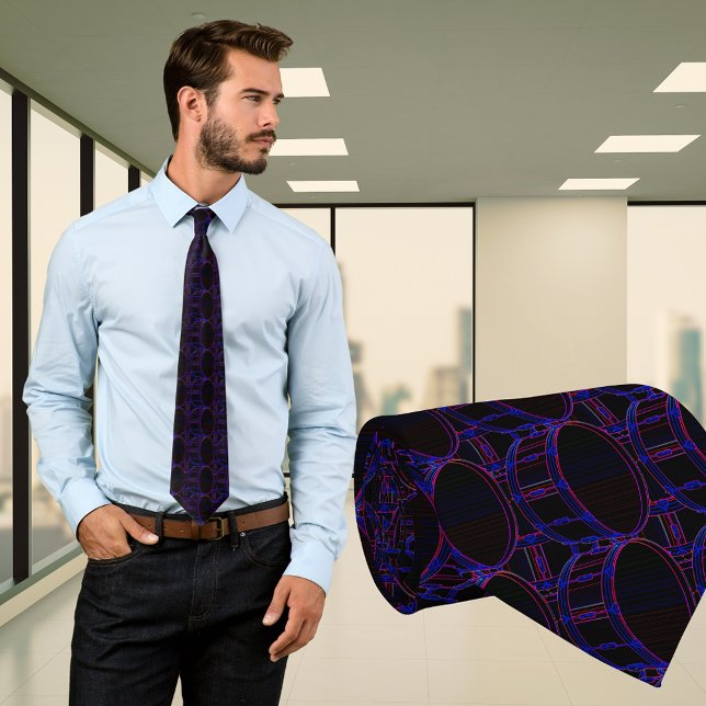 Trommel-Neonfarben in der dunklen Muster-Krawatte Krawatte (Zazzle Bass Drum Neon Colors in Dark Pattern Necktie)