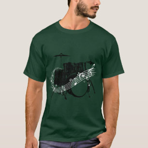 Trommel-Set Schlagzeuger Band Musikinstrument retr T-Shirt