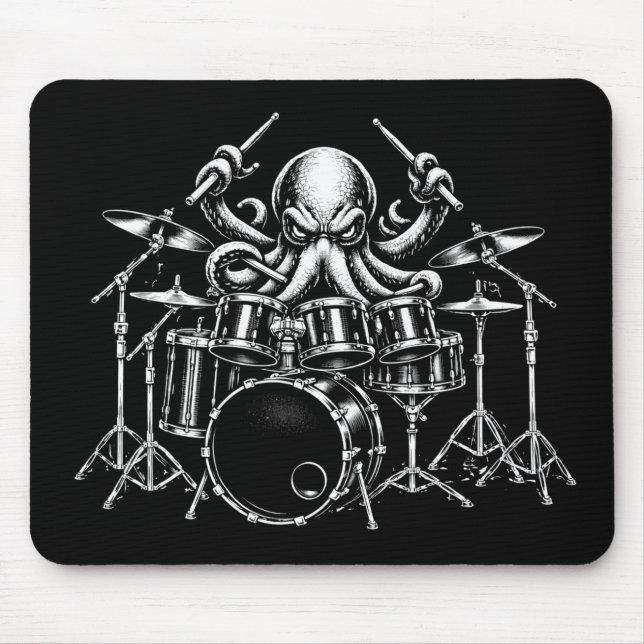 Trommel spielender Oktopus Mousepad (Vorne)