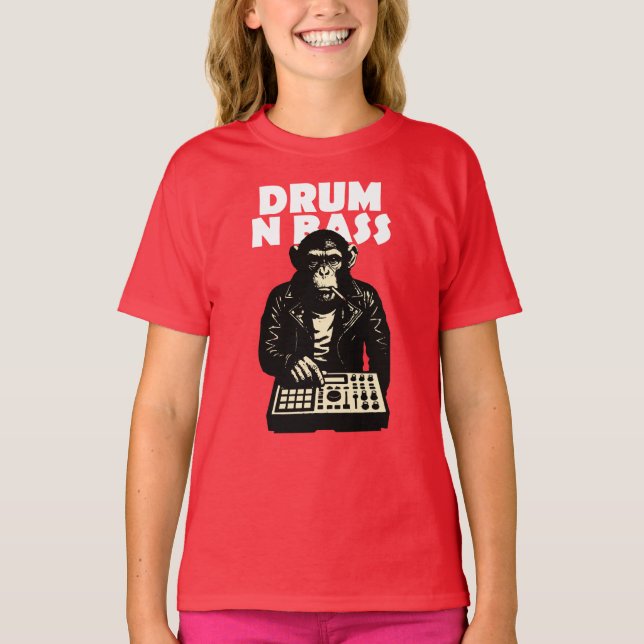 Trommel und Bass Affe T-Shirt (Vorderseite)