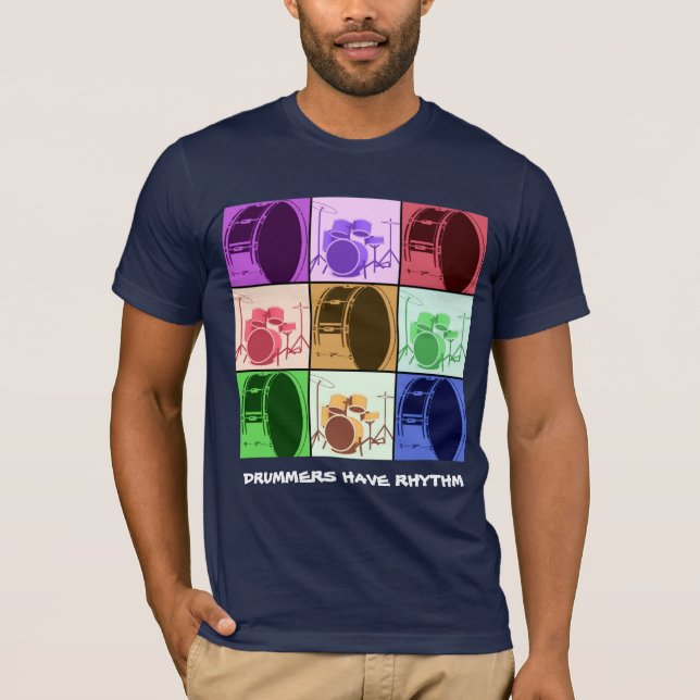 Trommel und Trommel Set Mod Dunkles Shirt Pop Art (Vorderseite)