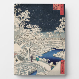 Trommelbrücke im Schnee Vintage Ukiyo-e japanische Fotoplatte