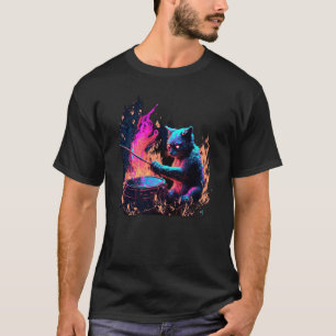 Trommeln Drummmer Katze 3 T-Shirt