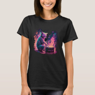 Trommeln Drummmer Katze 8 T-Shirt
