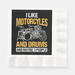 Trommeln Ich mag Motorräder und Trommeln Serviette