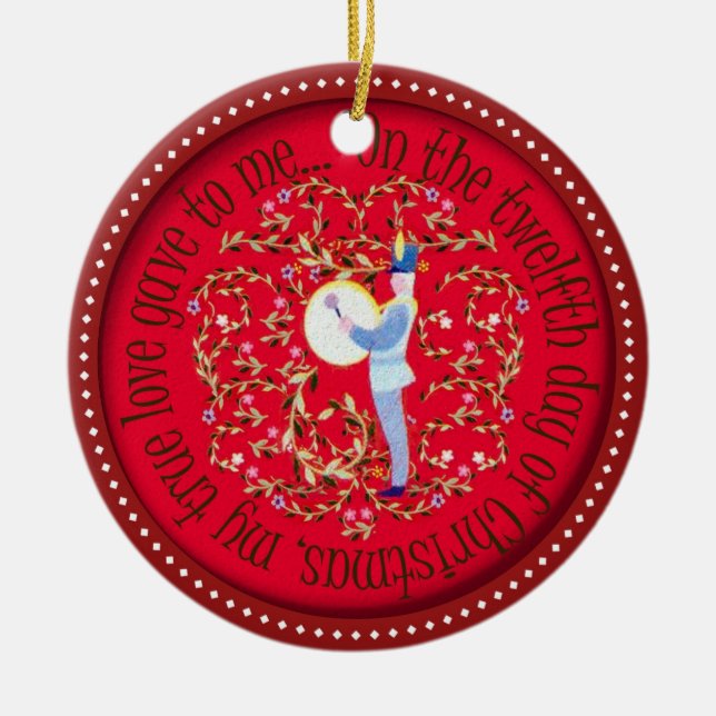 Trommeln mit zwölf Schlagzeugern Keramikornament (Vorne)