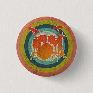 Trommeln Percussion: Vintage Retro Schlagzeug Button