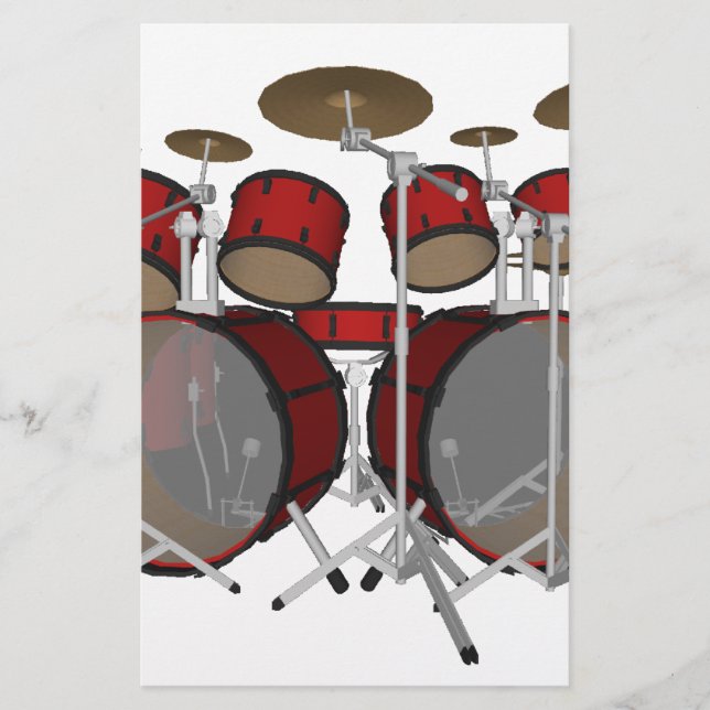 Trommeln: Red Drum Kit: 3D-Modell: Briefpapier (Vorderseite)