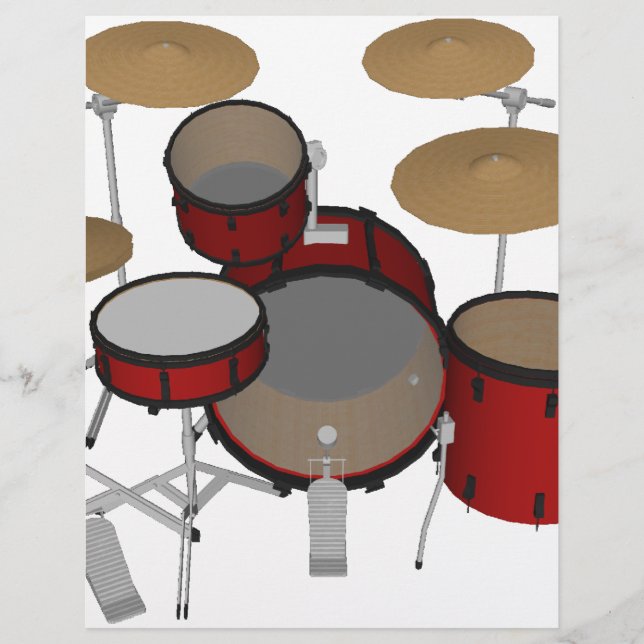 Trommeln: Red Drum Kit: 3D-Modell: Flyer (Vorne)