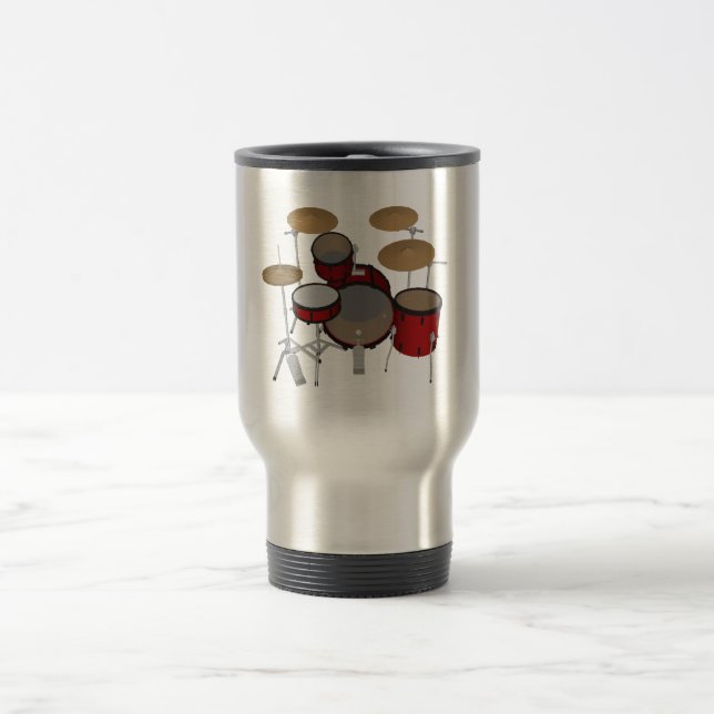Trommeln: Red Drum Kit: 3D-Modell: Travel Mug Reisebecher (Mittel)