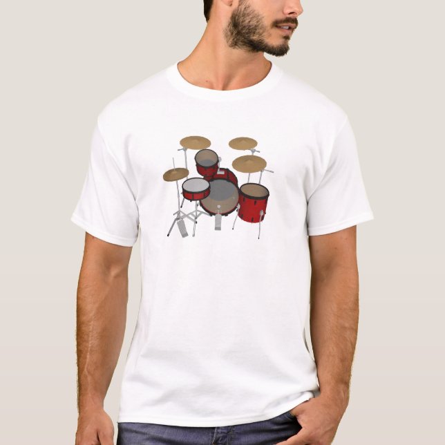 Trommeln: Rote Trommel-Ausrüstung: Modell 3D: T-Shirt (Vorderseite)