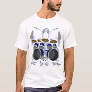 Trommeln Sie Set u. Stammes- die Grafik-(blau) - T-Shirt