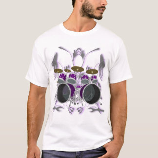 Trommeln Sie Set u. Stammes- die Grafik-(lila) - T-Shirt