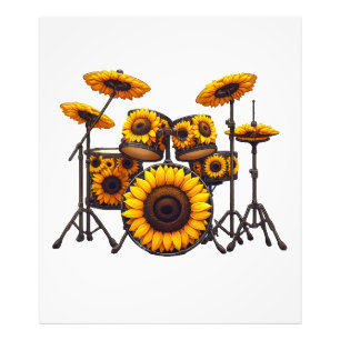 Trommeln Sonnenblumen Blume Musikermusik Flora Fotodruck