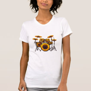 Trommeln Sonnenblumen Blume Musikermusik Flora T-Shirt