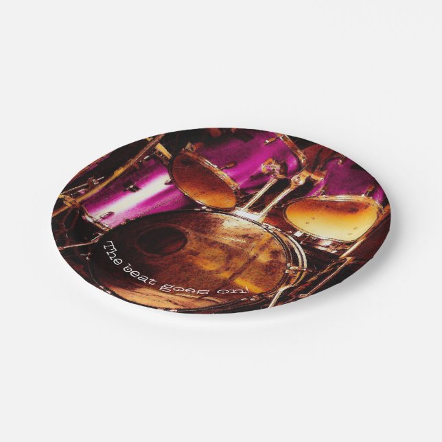 Trommeln, Stau im Freien Pappteller (Schrägansicht)