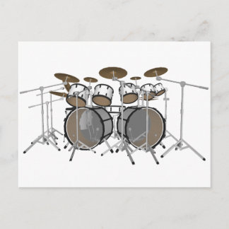 Trommeln: White Drum Kit: 3D-Modell: Postkarte