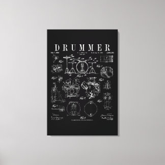 Trommelset Kit Vintage Patent Drummer Zeichnung Dr Leinwanddruck