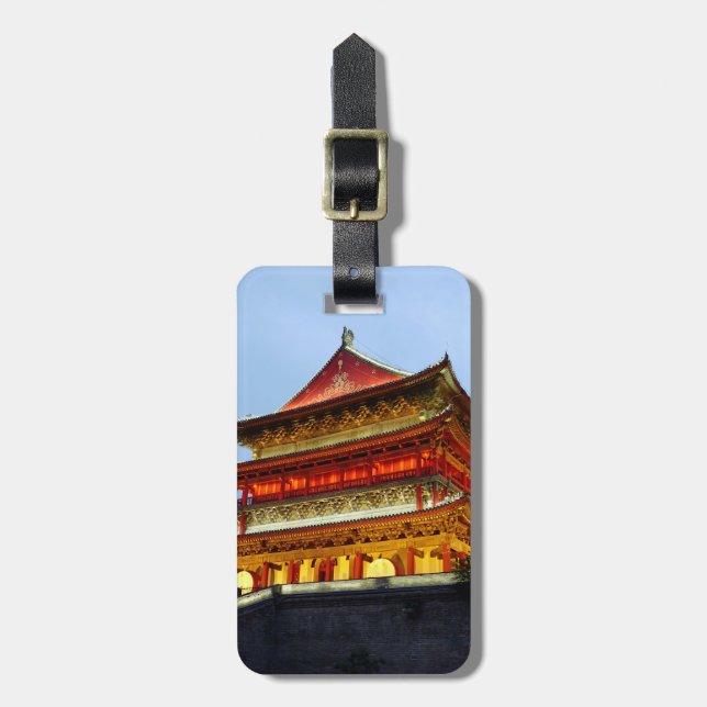 Trommelturm von Xi'An Gepäckanhänger (Vorderseite vertikal)