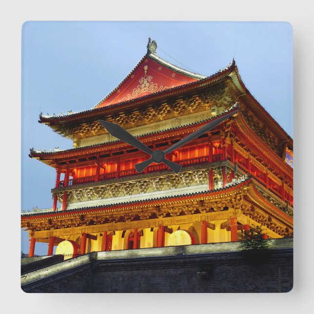 Trommelturm von Xi'An Quadratische Wanduhr (Vorderseite)