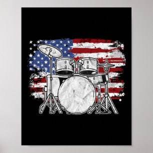 Trommler Drum Set Trommeln Usa Flagge Amerikanisch Poster