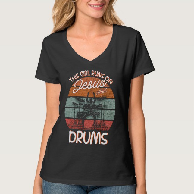 Trommler Drumsticks Instrument Drumset T-Shirt (Vorderseite)