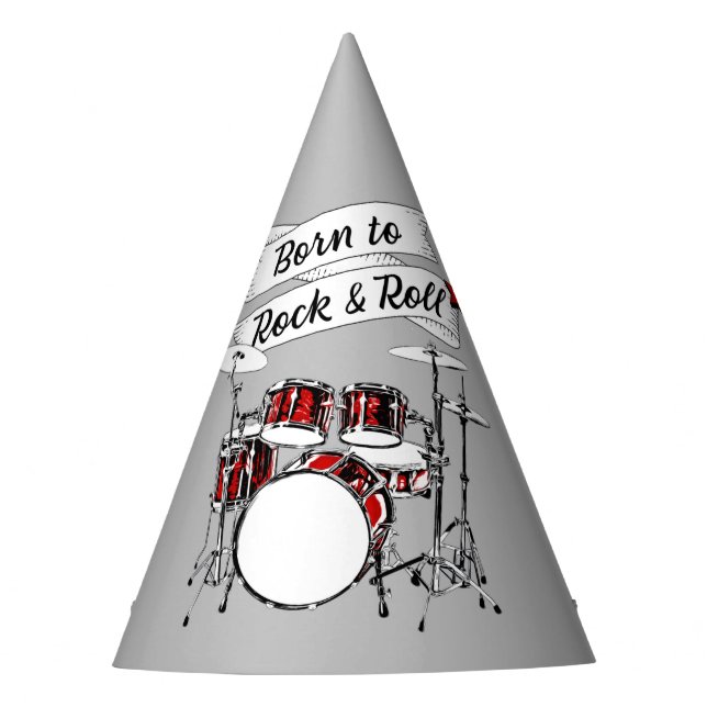 Trommler Geboren für Rock & Roll Drummer Musician  Partyhütchen (Vorderseite)