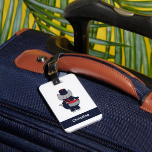 Trommler Marching Band Katze Personalisieren Blau Gepäckanhänger