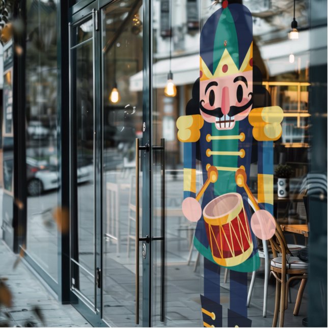 Trommler Nussknacker Fensteraufkleber (Get into the holiday groove with this drummer nutcracker window cling! )