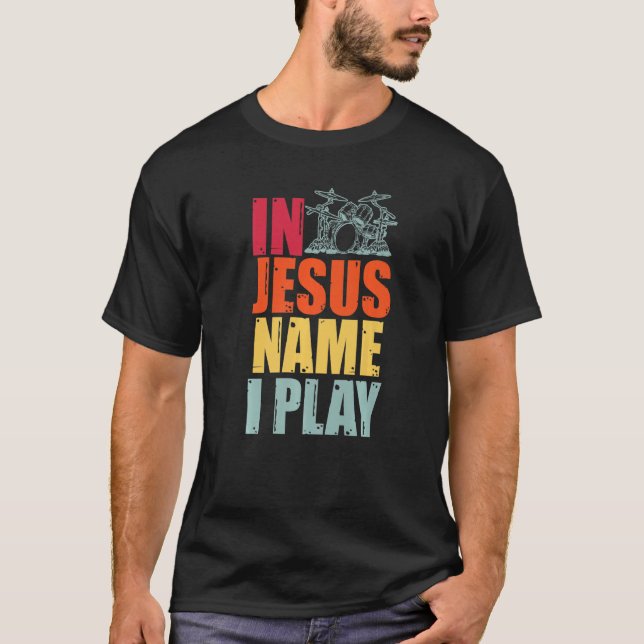 Trommler Trommeln Schlagzeug Jesus Christlich T-Shirt (Vorderseite)
