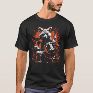Trommler Waschbär spielt Schlagzeug Lustiger tromm T-Shirt