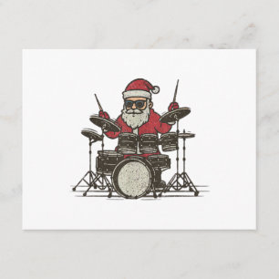 Trommler Weihnachten Lustig Vintage Santa spielt T Begleitkarte