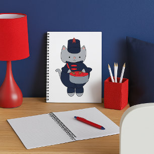 Trommlerkatze Marschkapelle Navy Blau Rot Notizblock